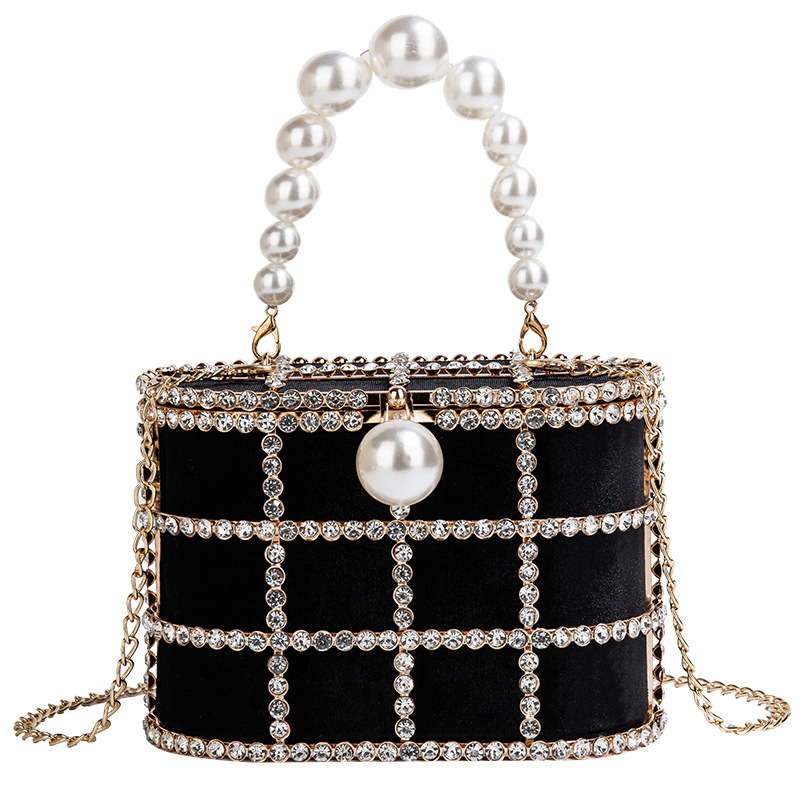 Luxury Bags Storage - Luxury Diamond Metal Bucket Pearl Handle