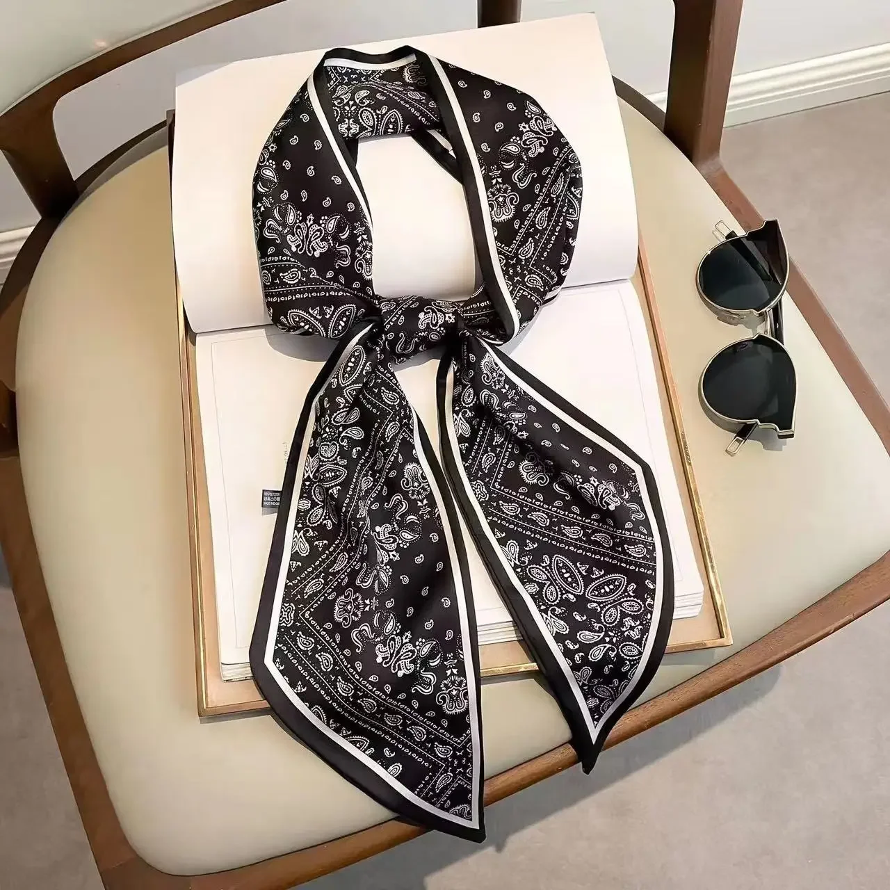 Design Print Skinny Scarf Plai - Luxury Bags Designer review and price