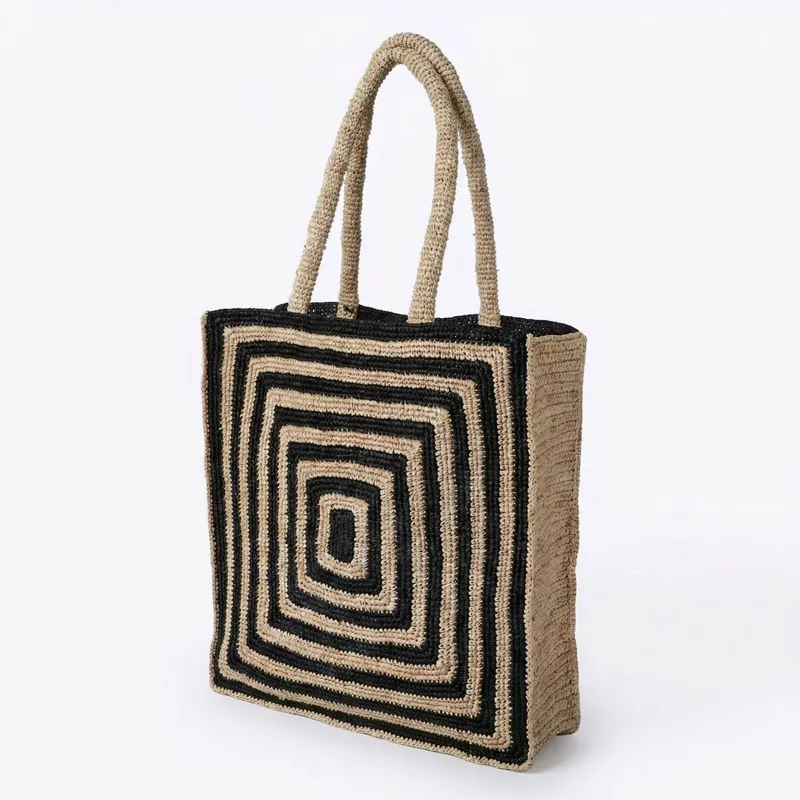 Striped raffia woven straw bag - Luxurious Bag review and price
