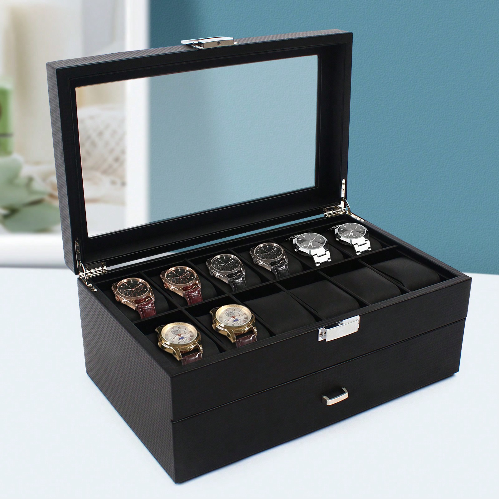 24 Slot Men Watch Display Case - Luxury Bags Storage review and price