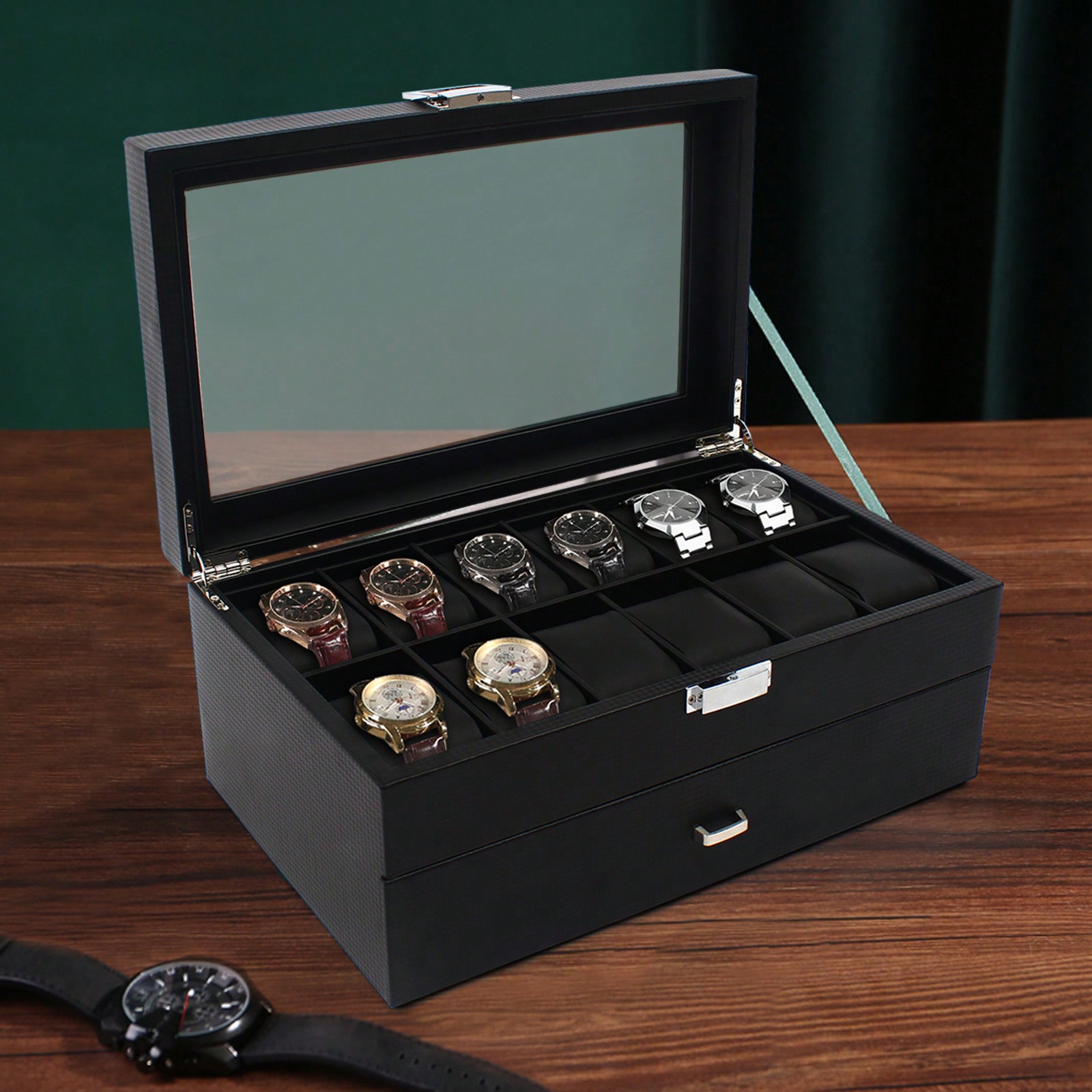 24 Slot Men Watch Display Case - Luxury Bags Storage review and price