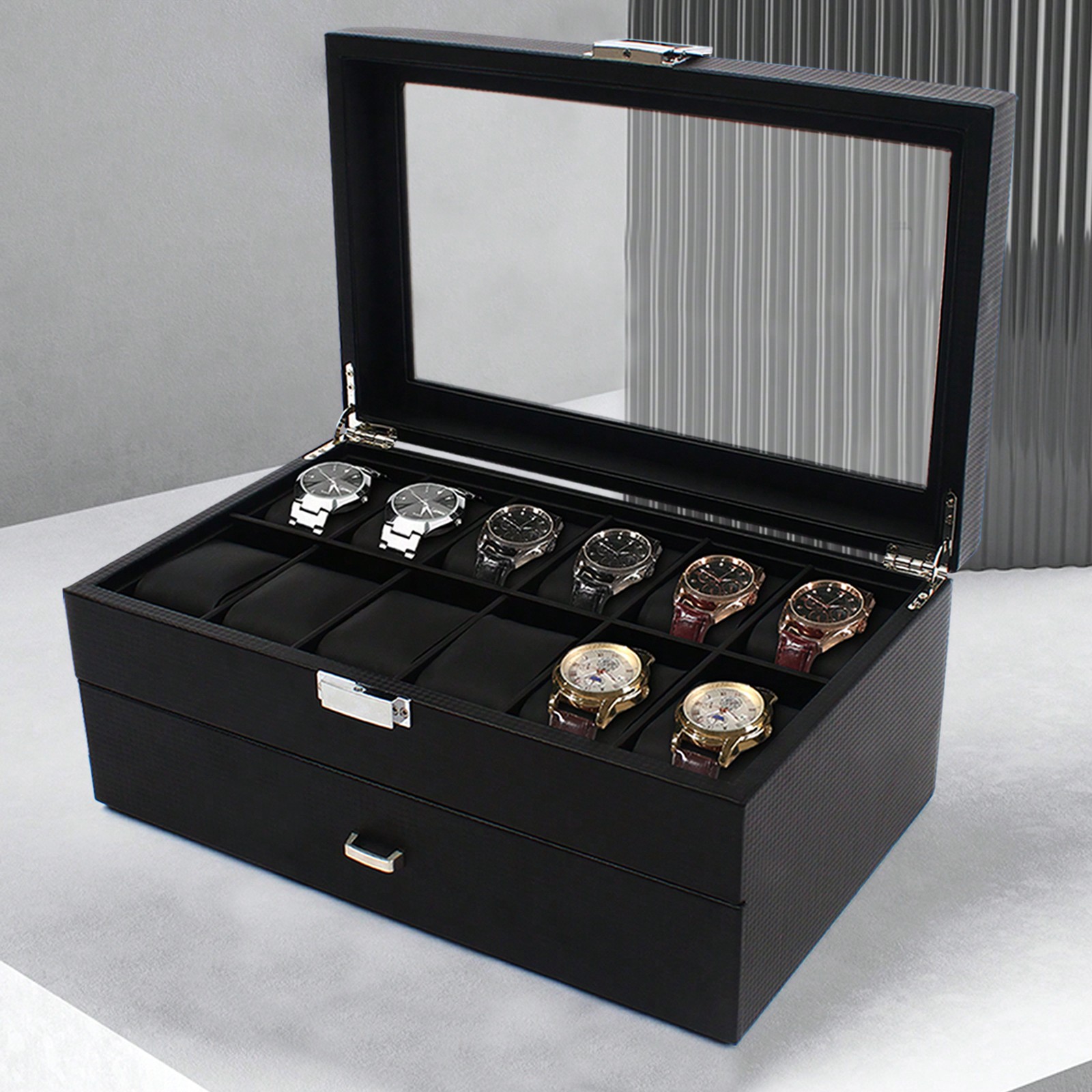 24 Slot Men Watch Display Case - Luxury Bags Storage review and price